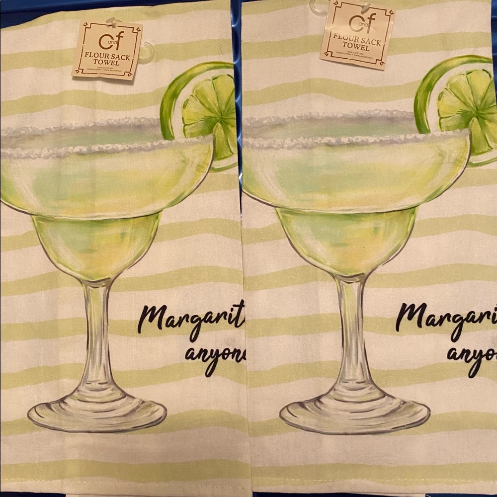 Set of 2 Margarita Anyone? Kitchen Flour Sack Tea Towels  100% Cotton NWT 18x27